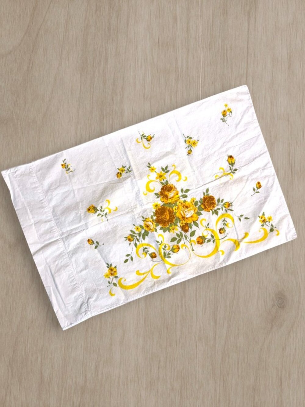 Vintage Lady Pepperell Yellow Rose Floral Cotton Percale Pillowcase USA 70s